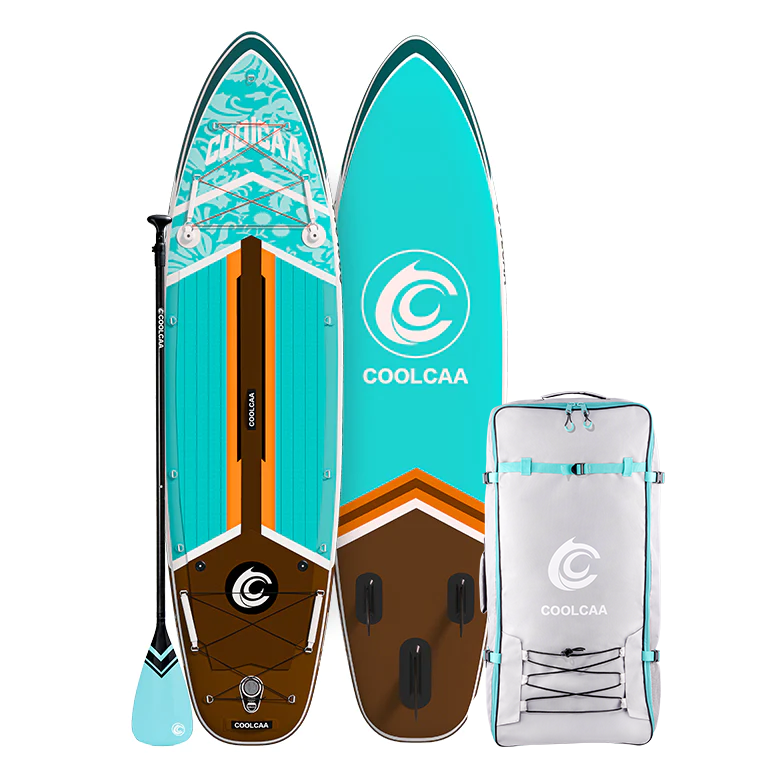 Portal und leicht zu transportierendes Paddelbrett, das in einem Rucksack verstaut werden kann