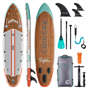 11'8 Timber Skiff Aufblasbares SUP Board Package mit Carbon Paddel （Neues Modell 2026）