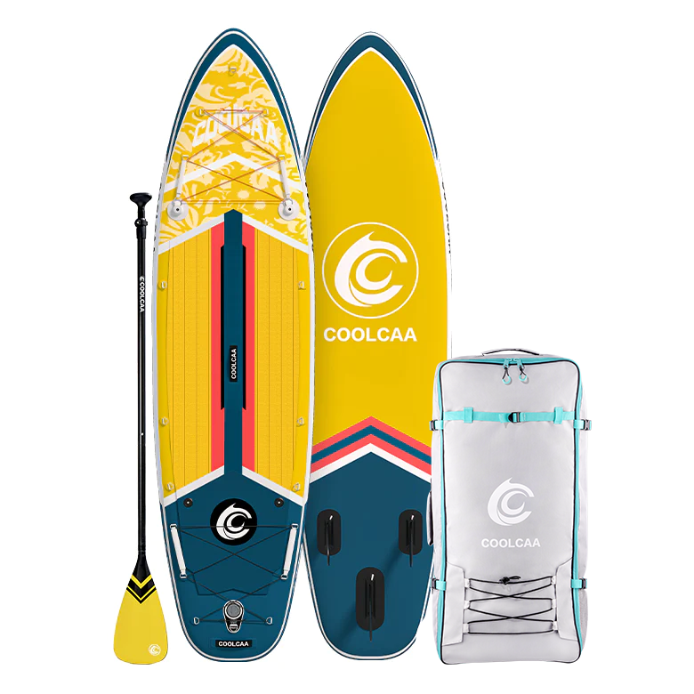 Portal und leicht zu transportierendes Paddelbrett, das in einem Rucksack verstaut werden kann